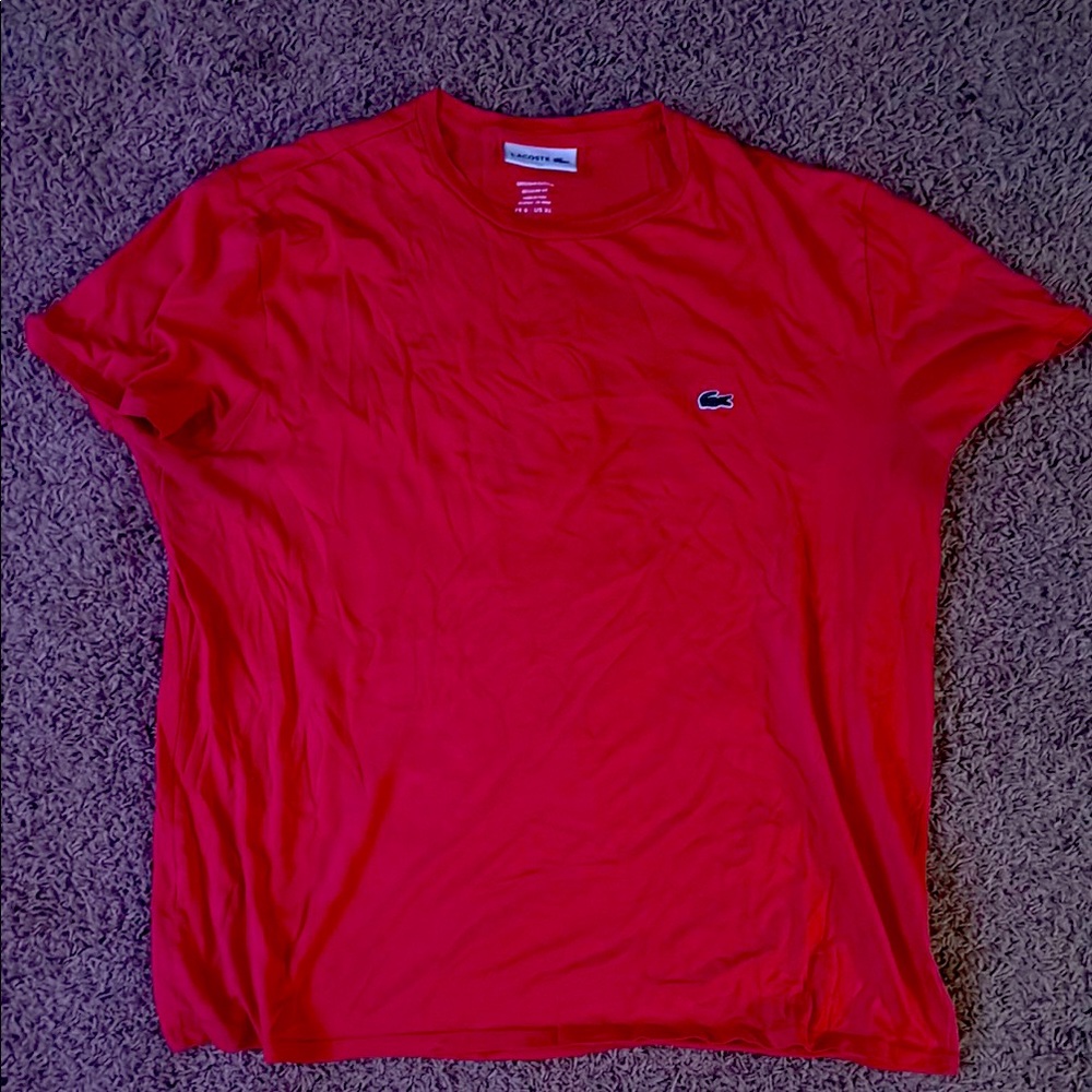 Lacoste Red Short Sleeve Tee Vibrant Cotton Comfort